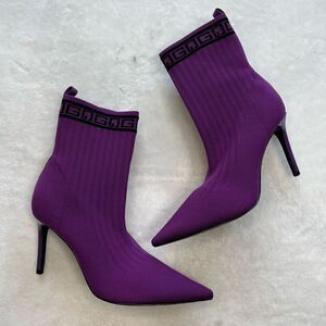 Guess Dallyce Logo Purple Sock Booties 6.5 Women